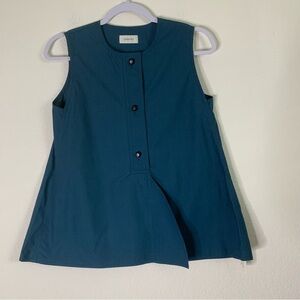 Lemaire Womens button up sleeveless top Prussia blue 36/S NWT